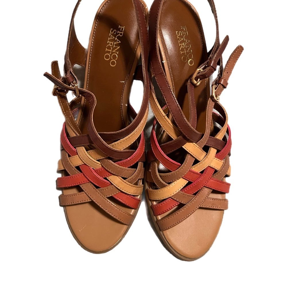 Franco Sarto maroon and Tan Strappy Sandals
